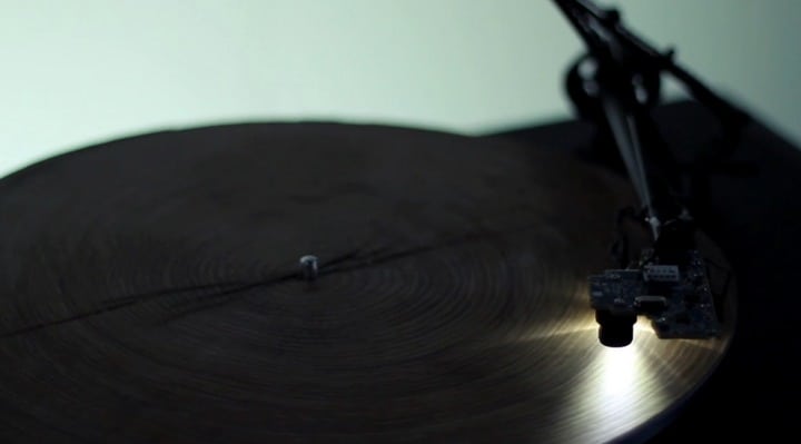 A record player that plays slices of wood
