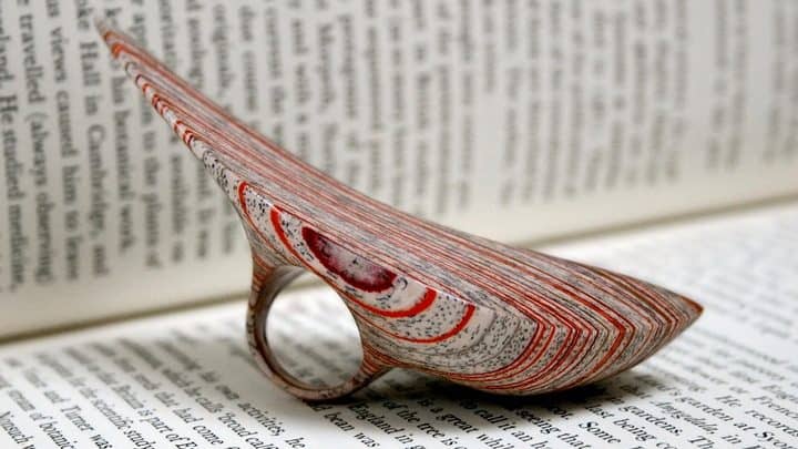 Laminated Jewelry Crafted from Vintage Books