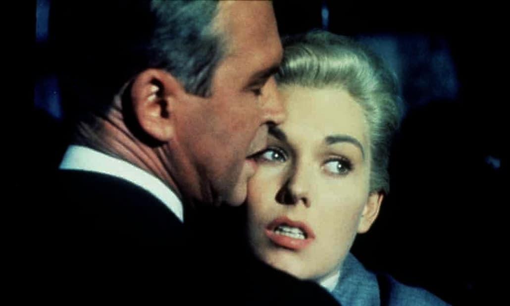 James Stewart e Kim Novak em Vertigo (A Mulher que Viveu Duas Vezes) de Alfred Hitchcock, 1958
